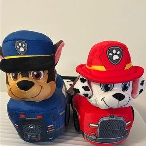 Paw Patrol Marshall & Chase 3D Plush Toddler Boys Slip-on Slippers Size 7-8 NWT